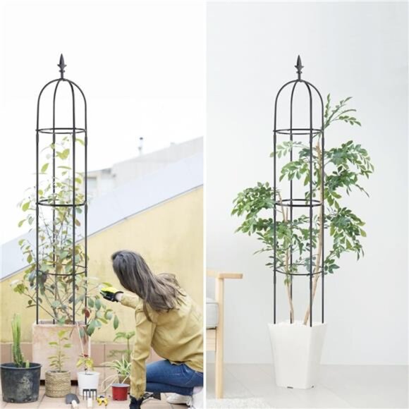 Garden Trellis for Climbing Plants Tower Obelisk Garden Trellis 6ft Tall Plant - Picture 3 of 7